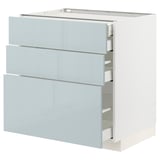 METOD / MAXIMERA Base cabinet w 3 fronts/4 drawers, white/Kallarp light grey-blue, 80x60x80 cm