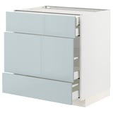METOD / MAXIMERA Base cabinet w 3 fronts/4 drawers, white/Kallarp light grey-blue, 80x60x80 cm