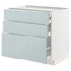 METOD / MAXIMERA Base cabinet w 3 fronts/4 drawers, white/Kallarp light grey-blue, 90x60x80 cm