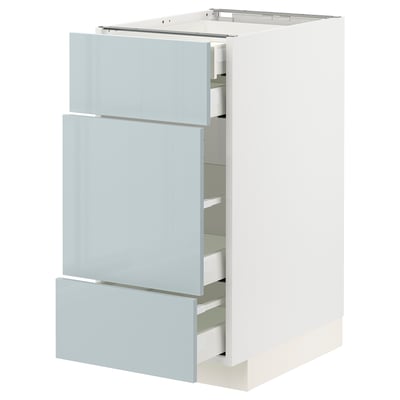 METOD / MAXIMERA Base cabinet w 3 fronts/4 drawers, white/Kallarp light grey-blue, 40x60x80 cm