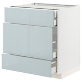 METOD / MAXIMERA Base cabinet w 3 fronts/4 drawers, white/Kallarp light grey-blue, 75x60x80 cm