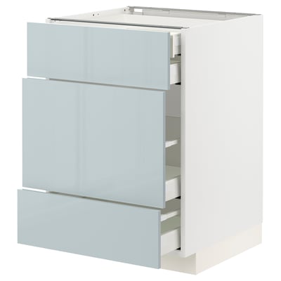 METOD / MAXIMERA Base cabinet w 3 fronts/4 drawers, white/Kallarp light grey-blue, 60x60x80 cm