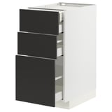 METOD / MAXIMERA Base cabinet w 3 fronts/4 drawers, white/Nickebo matt anthracite, 40x60x80 cm