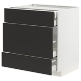 METOD / MAXIMERA Base cabinet w 3 fronts/4 drawers, white/Nickebo matt anthracite, 80x60x80 cm