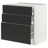METOD / MAXIMERA Base cabinet w 3 fronts/4 drawers, white/Nickebo matt anthracite, 80x60x80 cm