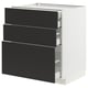 METOD / MAXIMERA Base cabinet w 3 fronts/4 drawers, white/Nickebo matt anthracite, 75x60x80 cm