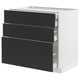 METOD / MAXIMERA Base cabinet w 3 fronts/4 drawers, white/Nickebo matt anthracite, 90x60x80 cm