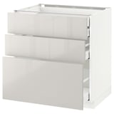 METOD / MAXIMERA Base cabinet w 3 fronts/4 drawers, white/Ringhult light grey, 80x60x80 cm