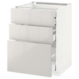 METOD / MAXIMERA Base cabinet w 3 fronts/4 drawers, white/Ringhult light grey, 60x60x80 cm