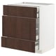 METOD / MAXIMERA Base cabinet w 3 fronts/4 drawers, white/Sinarp brown, 75x60x80 cm