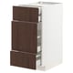 METOD / MAXIMERA Base cabinet w 3 fronts/4 drawers, white/Sinarp brown, 40x60x80 cm