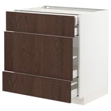 METOD / MAXIMERA Base cabinet w 3 fronts/4 drawers, white/Sinarp brown, 80x60x80 cm