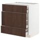 METOD / MAXIMERA Base cabinet w 3 fronts/4 drawers, white/Sinarp brown, 80x60x80 cm