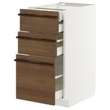 METOD / MAXIMERA Base cabinet w 3 fronts/4 drawers, white/Stensta dark brown ash veneer, 40x60x80 cm