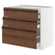 METOD / MAXIMERA Base cabinet w 3 fronts/4 drawers, white/Stensta dark brown ash veneer, 90x60x80 cm