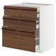 METOD / MAXIMERA Base cabinet w 3 fronts/4 drawers, white/Stensta dark brown ash veneer, 75x60x80 cm