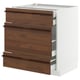 METOD / MAXIMERA Base cabinet w 3 fronts/4 drawers, white/Stensta dark brown ash veneer, 75x60x80 cm