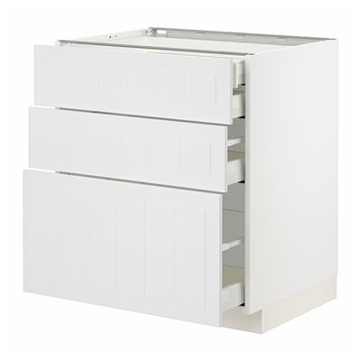 METOD / MAXIMERA Base cabinet w 3 fronts/4 drawers, white/Stensund white, 75x60x80 cm