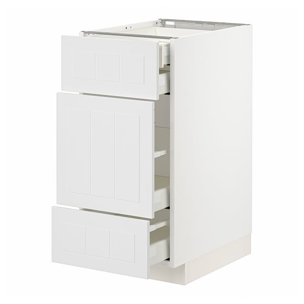 METOD / MAXIMERA Base cabinet w 3 fronts/4 drawers, white/Stensund white, 40x60x80 cm