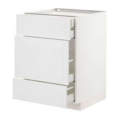 METOD / MAXIMERA Base cabinet w 3 fronts/4 drawers, white/Stensund white, 60x60x80 cm