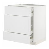 METOD / MAXIMERA Base cabinet w 3 fronts/4 drawers, white/Stensund white, 75x60x80 cm
