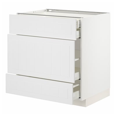 METOD / MAXIMERA Base cabinet w 3 fronts/4 drawers, white/Stensund white, 80x60x80 cm