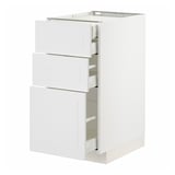 METOD / MAXIMERA Base cabinet w 3 fronts/4 drawers, white/Stensund white, 40x60x80 cm