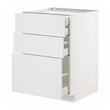 METOD / MAXIMERA Base cabinet w 3 fronts/4 drawers, white/Stensund white, 60x60x80 cm