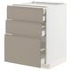METOD / MAXIMERA Base cabinet w 3 fronts/4 drawers, white/Upplöv matt dark beige, 60x60x80 cm