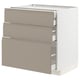 METOD / MAXIMERA Base cabinet w 3 fronts/4 drawers, white/Upplöv matt dark beige, 80x60x80 cm