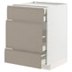 METOD / MAXIMERA Base cabinet w 3 fronts/4 drawers, white/Upplöv matt dark beige, 60x60x80 cm