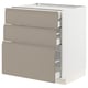 METOD / MAXIMERA Base cabinet w 3 fronts/4 drawers, white/Upplöv matt dark beige, 75x60x80 cm