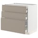 METOD / MAXIMERA Base cabinet w 3 fronts/4 drawers, white/Upplöv matt dark beige, 90x60x80 cm