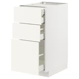 METOD / MAXIMERA Base cabinet w 3 fronts/4 drawers, white/Vallstena white, 40x60x80 cm