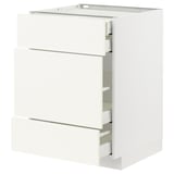 METOD / MAXIMERA Base cabinet w 3 fronts/4 drawers, white/Vallstena white, 60x60x80 cm