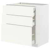 METOD / MAXIMERA Base cabinet w 3 fronts/4 drawers, white/Vallstena white, 80x60x80 cm