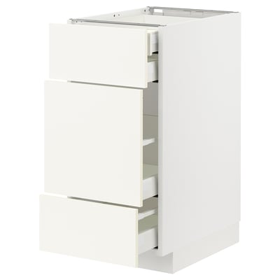 METOD / MAXIMERA Base cabinet w 3 fronts/4 drawers, white/Vallstena white, 40x60x80 cm