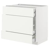 METOD / MAXIMERA Base cabinet w 3 fronts/4 drawers, white/Vallstena white, 90x60x80 cm