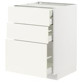 METOD / MAXIMERA Base cabinet w 3 fronts/4 drawers, white/Vallstena white, 60x60x80 cm