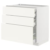 METOD / MAXIMERA Base cabinet w 3 fronts/4 drawers, white/Vallstena white, 90x60x80 cm