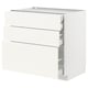 METOD / MAXIMERA Base cabinet w 3 fronts/4 drawers, white/Vallstena white, 90x60x80 cm