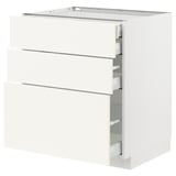 METOD / MAXIMERA Base cabinet w 3 fronts/4 drawers, white/Vallstena white, 75x60x80 cm