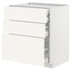 METOD / MAXIMERA Base cabinet w 3 fronts/4 drawers, white/Vallstena white, 75x60x80 cm