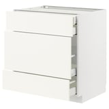 METOD / MAXIMERA Base cabinet w 3 fronts/4 drawers, white/Vallstena white, 80x60x80 cm