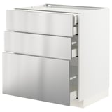 METOD / MAXIMERA Base cabinet w 3 fronts/4 drawers, white/Vårsta stainless steel, 75x60x80 cm