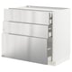 METOD / MAXIMERA Base cabinet w 3 fronts/4 drawers, white/Vårsta stainless steel, 90x60x80 cm