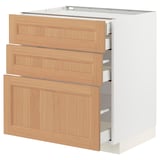 METOD / MAXIMERA Base cabinet w 3 fronts/4 drawers, white/Vedhamn oak, 75x60x80 cm