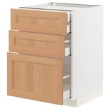 METOD / MAXIMERA Base cabinet w 3 fronts/4 drawers, white/Vedhamn oak, 60x60x80 cm