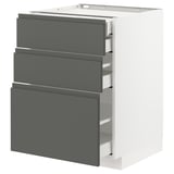 METOD / MAXIMERA Base cabinet w 3 fronts/4 drawers, white/Voxtorp dark grey, 60x60x80 cm
