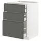 METOD / MAXIMERA Base cabinet w 3 fronts/4 drawers, white/Voxtorp dark grey, 60x60x80 cm